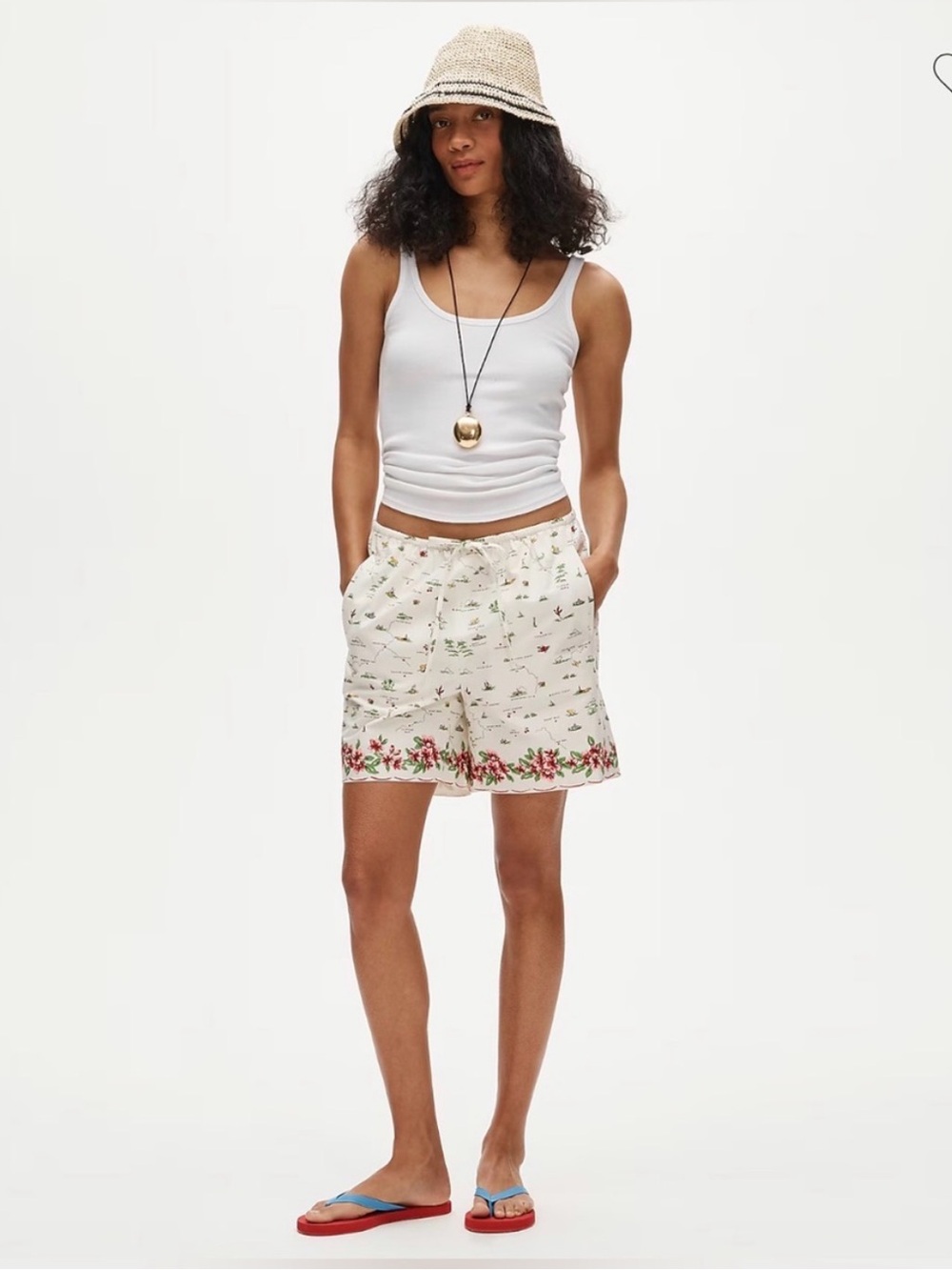 J. Crew Cosmo short in map-print cotton poplin S